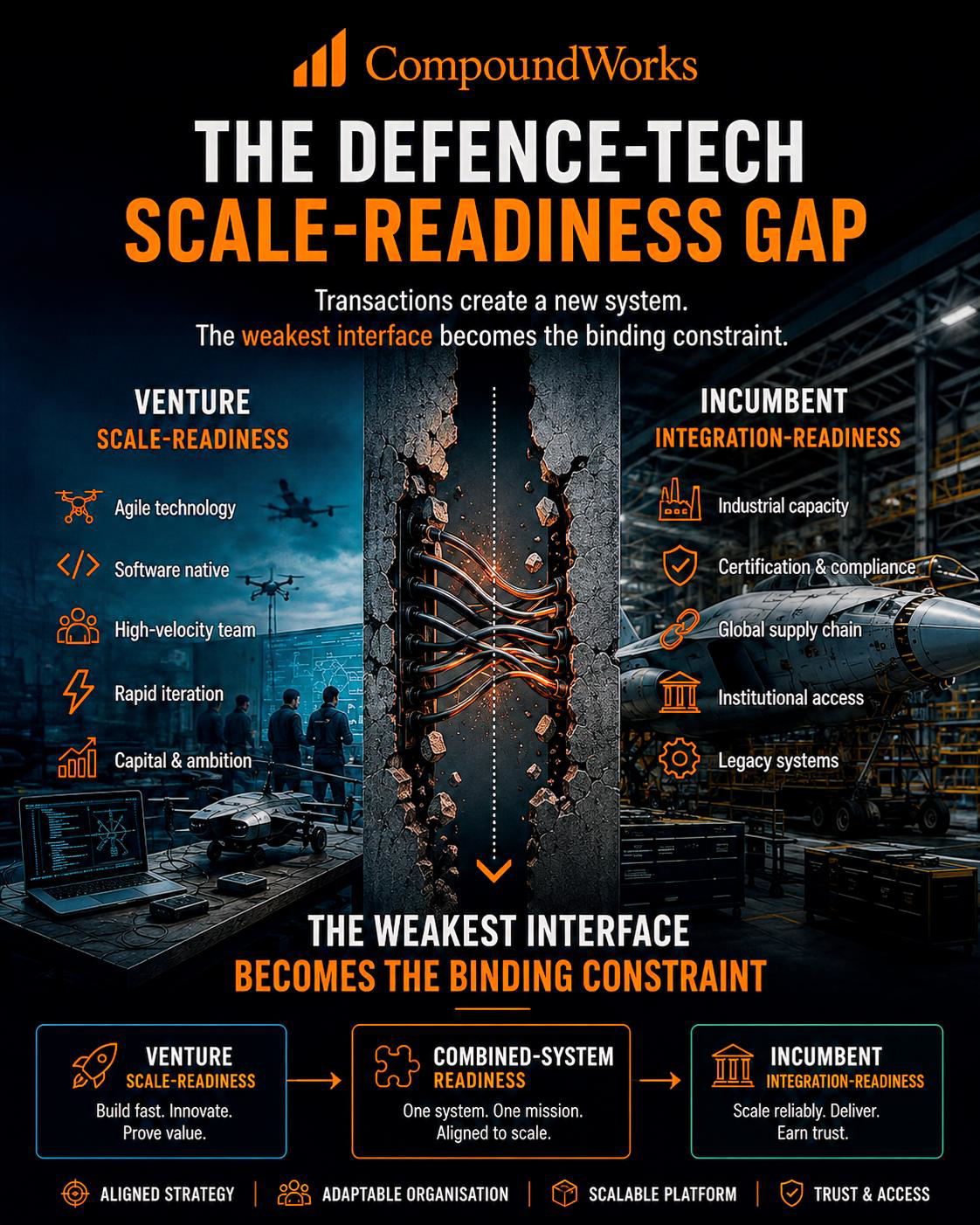 The Scale-Readiness Gap — venture-readiness and acquirer-readiness as two sides of integration risk